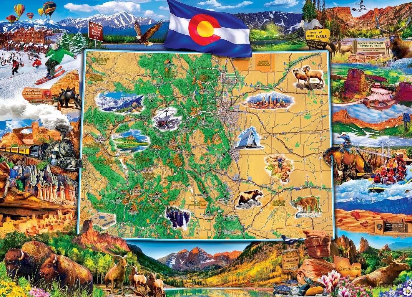 imageMasterPieces 1000 Piece Jigsaw Puzzle National Parks of America Fun for Adults Family Kids 1925x2675Colorado Map Puzzle