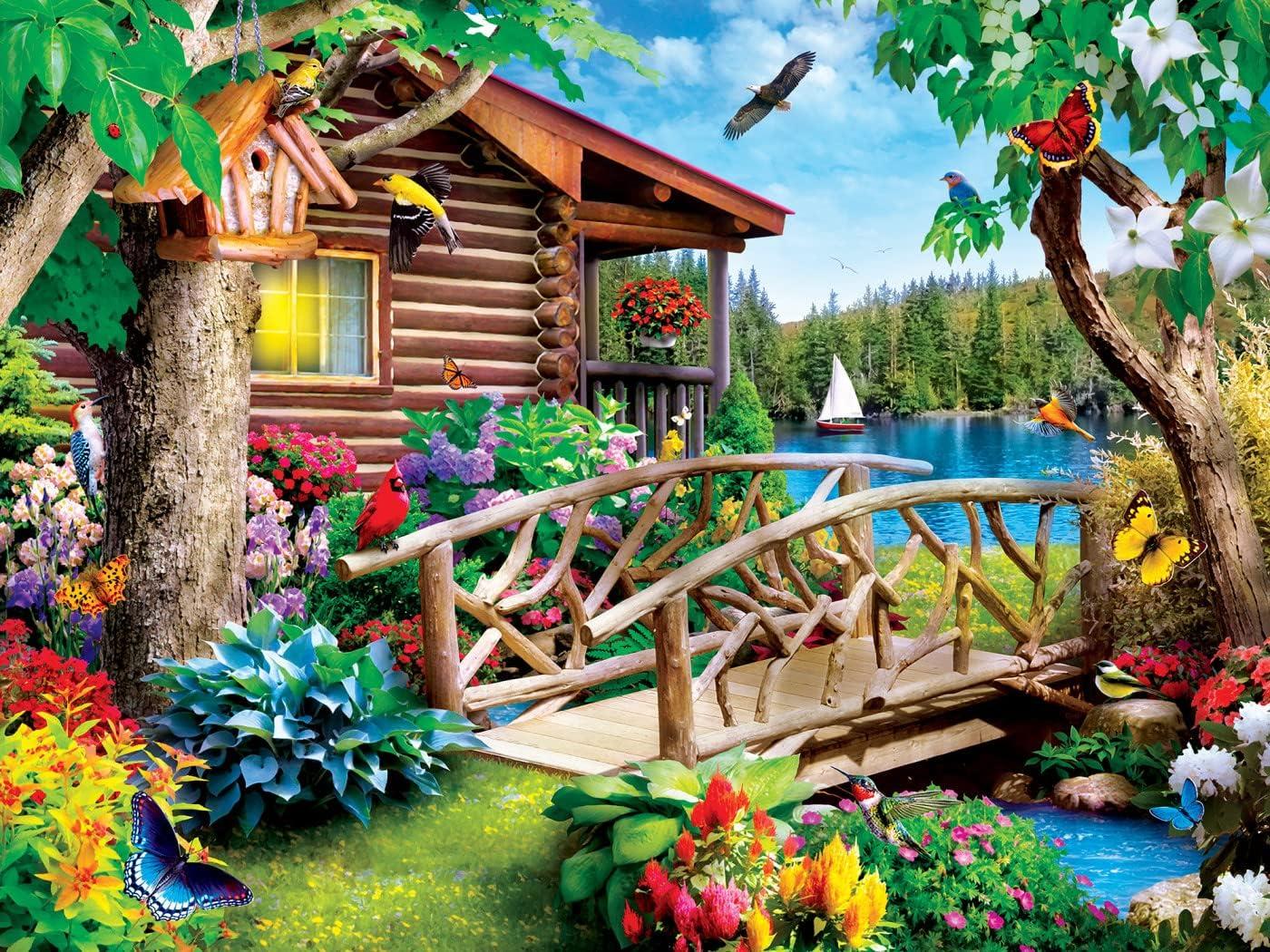 imageMasterPieces 300 Piece Jigsaw Puzzle Large EZ Grip Shapes Cabin Crossing Fun for Adults Seniors Family Kids NonGlare Finish 18x24300 Piece