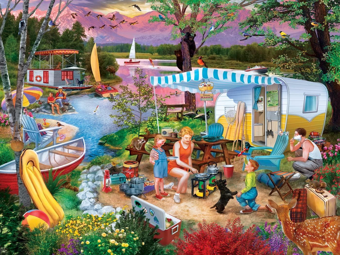 imageMasterPieces 300 Piece Jigsaw Puzzle Large EZ Grip Shapes Leisure Lake Fun for Adults Seniors Family Kids NonGlare Finish 18x24300 Piece