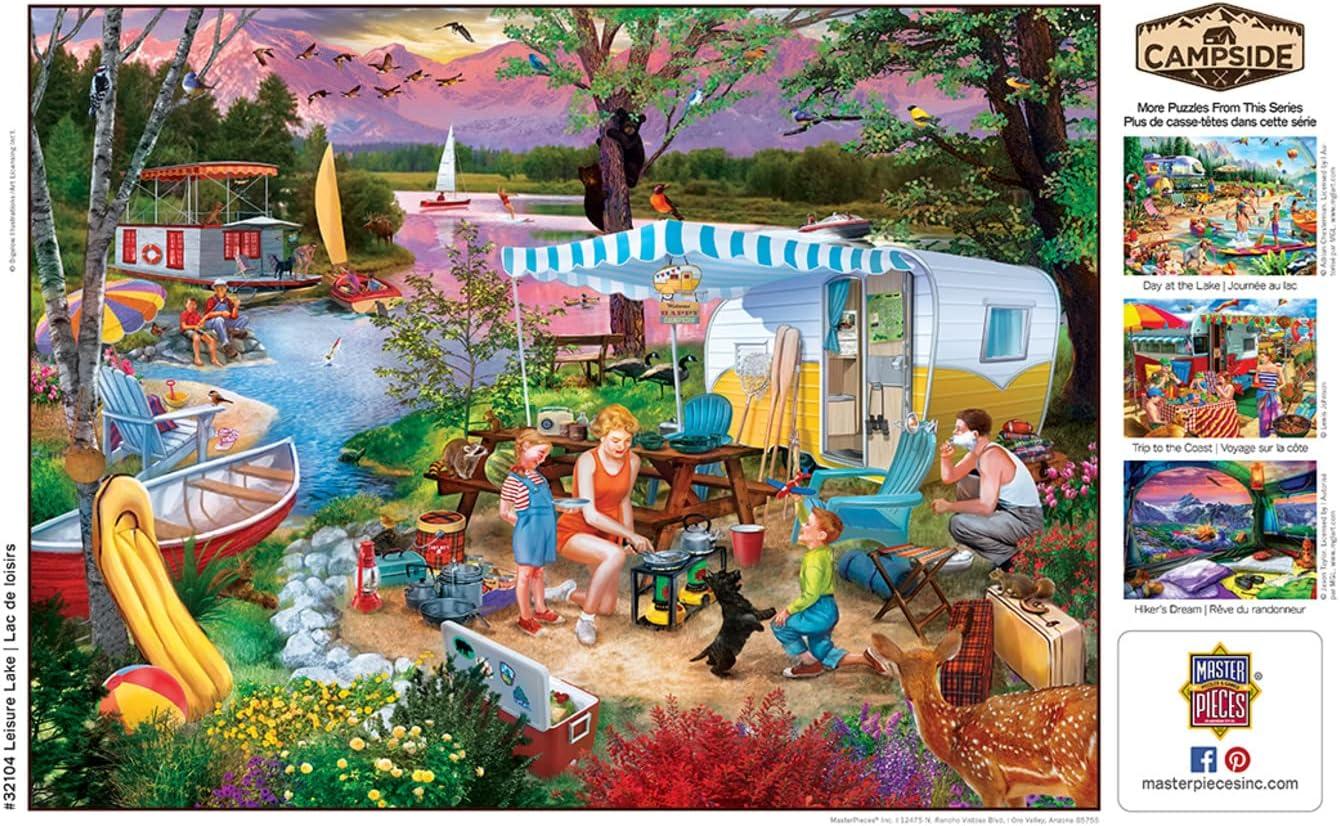 imageMasterPieces 300 Piece Jigsaw Puzzle Large EZ Grip Shapes Leisure Lake Fun for Adults Seniors Family Kids NonGlare Finish 18x24300 Piece