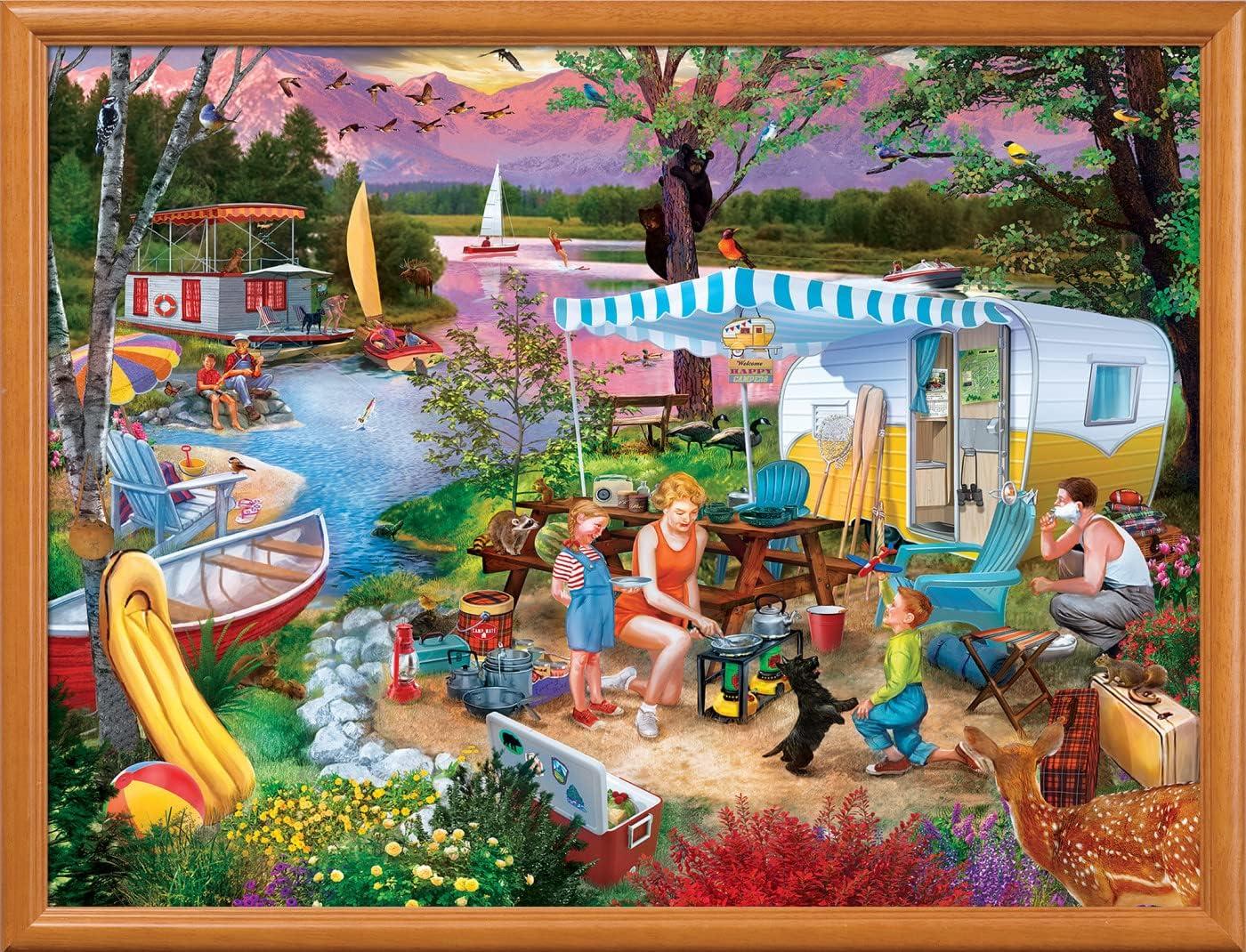 imageMasterPieces 300 Piece Jigsaw Puzzle Large EZ Grip Shapes Leisure Lake Fun for Adults Seniors Family Kids NonGlare Finish 18x24300 Piece