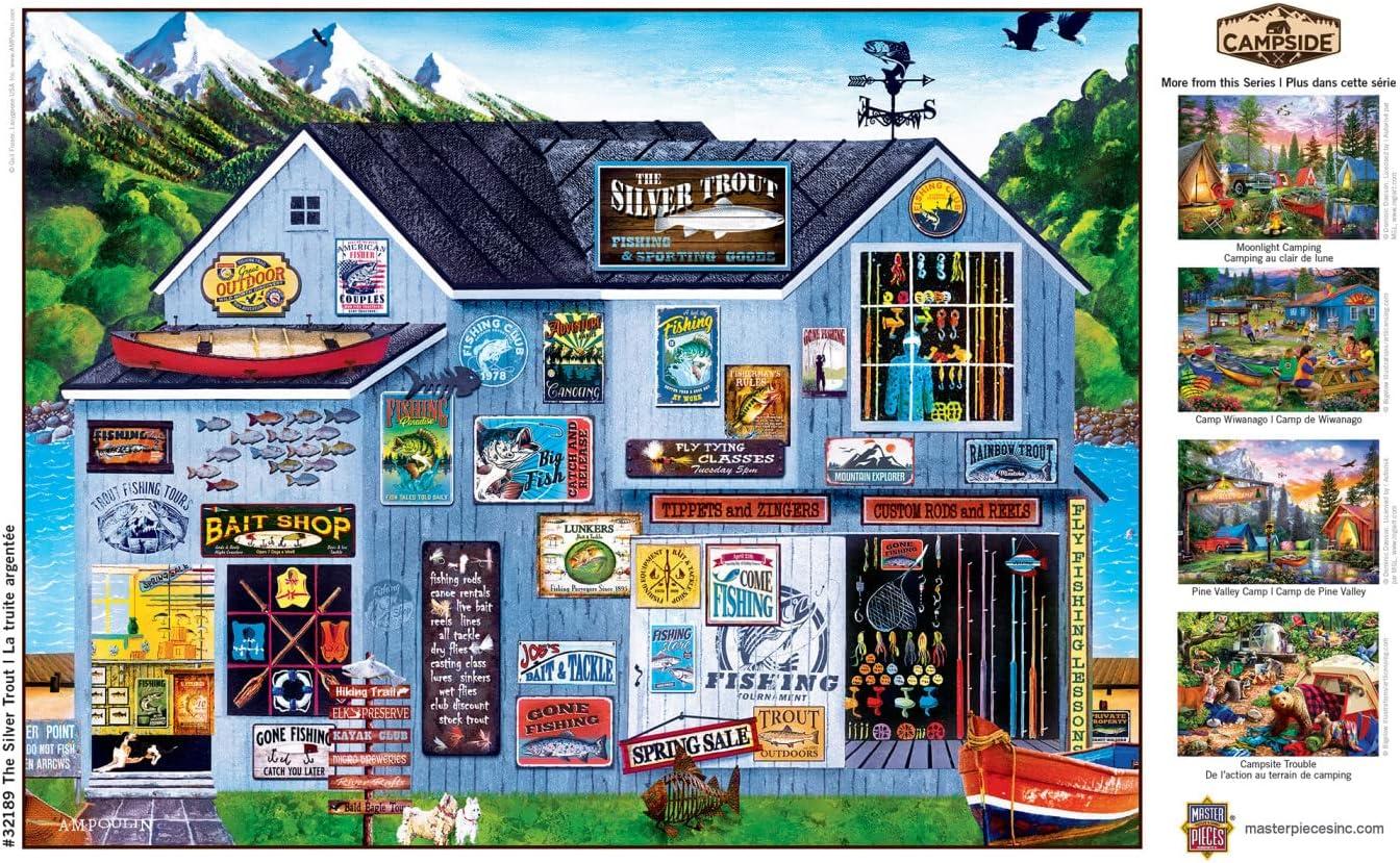 imageMasterPieces 300 Piece Jigsaw Puzzle Large EZ Grip Shapes The Silver Trout Fun for Adults Seniors Family Kids NonGlare Finish 18x24The Silver Trout