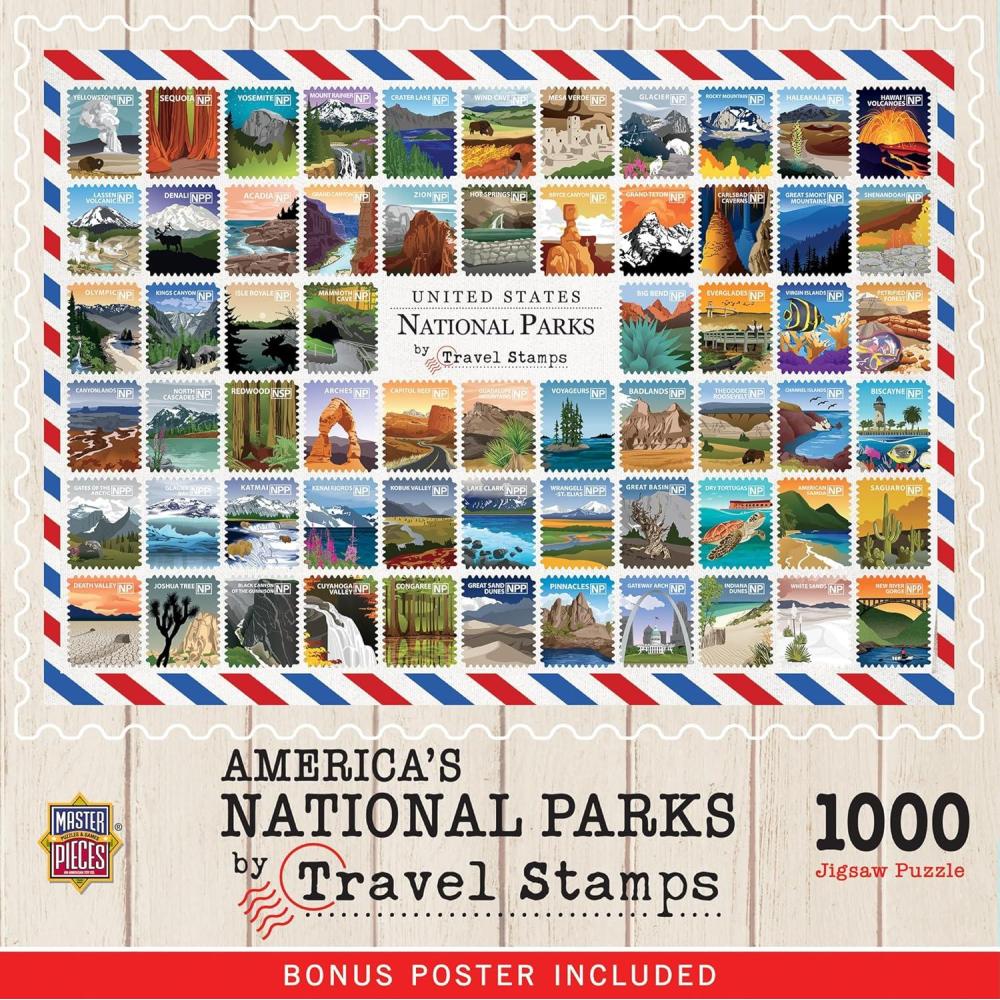 imageMasterPieces 1000 Piece Jigsaw Puzzle National Parks of America Fun for Adults Family Kids 1925x2675National Parks by Travel Stamps