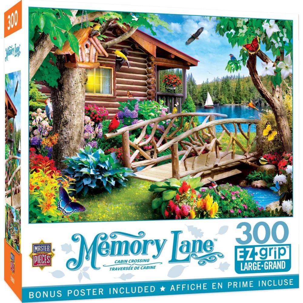 imageMasterPieces  300 Piece Jigsaw Puzzle Large EZ Grip Shapes Cabin Crossing Fun for Adults Seniors Family Kids NonGlare Finish 18x24300 Piece