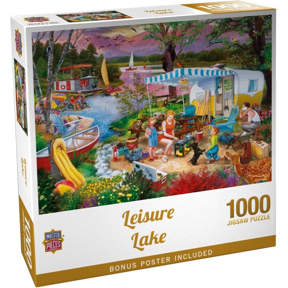 imageMasterPieces  300 Piece Jigsaw Puzzle Large EZ Grip Shapes Leisure Lake Fun for Adults Seniors Family Kids NonGlare Finish 18x241000 Piece