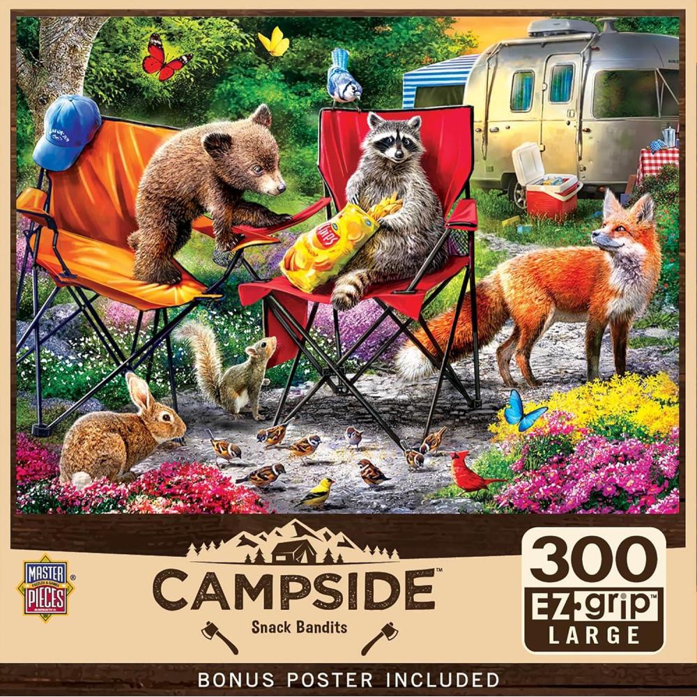 imageMasterPieces 300 Piece Jigsaw Puzzle Large EZ Grip Shapes The Silver Trout Fun for Adults Seniors Family Kids NonGlare Finish 18x24Snack Bandits