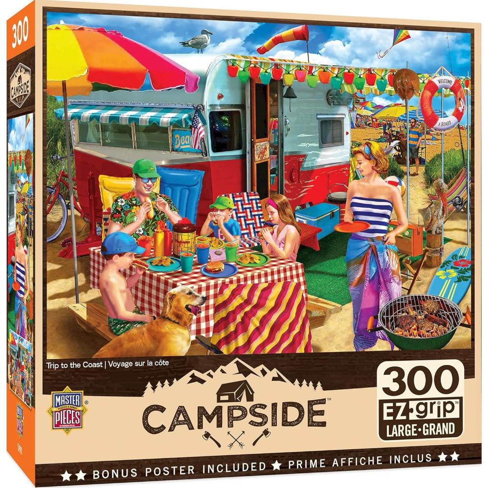 imageMasterPieces 300 Piece Jigsaw Puzzle Large EZ Grip Shapes Trip to The Coast Fun for Adults Seniors Family Kids NonGlare Finish 18x24300 Piece