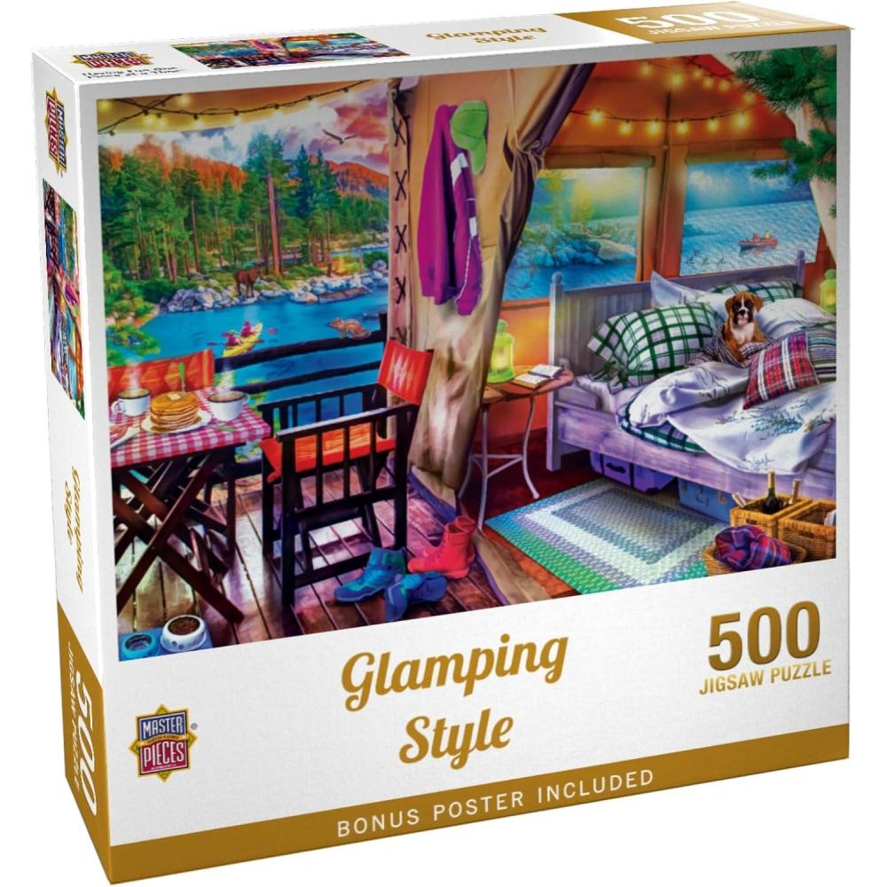 imageMasterPieces 300 Piece EZ Grip Jigsaw Puzzle  Glamping Style  18x24  Jigsaw Puzzle with Vibrant Artwork and Durable Pieces  Fun Family Activity Brain Challenge and Educational Entertainment500 Piece