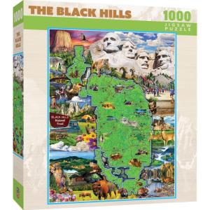 MasterPieces – 1000 Piece Jigsaw Puzzle, National Parks of America, Fun for Adults, Family, Kids 19.25″x26.75″(Black Hills Map Puzzle)