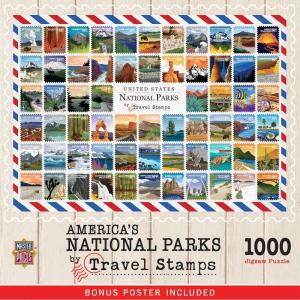 MasterPieces – 1000 Piece Jigsaw Puzzle, National Parks of America, Fun for Adults, Family, Kids 19.25″x26.75″(National Parks by Travel Stamps)