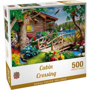 MasterPieces – 300 Piece Jigsaw Puzzle, Large EZ Grip Shapes, Cabin Crossing, Fun for Adults, Seniors, Family, Kids, Non-Glare Finish, 18″x24″(500 Piece)