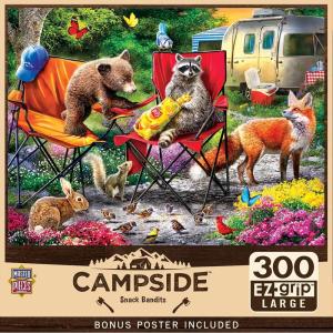 MasterPieces – 300 Piece Jigsaw Puzzle, Large EZ Grip Shapes, The Silver Trout, Fun for Adults, Seniors, Family, Kids, Non-Glare Finish, 18″x24″(Snack Bandits)