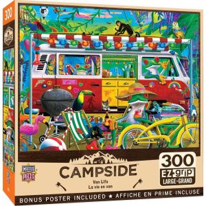 MasterPieces – 300 Piece Jigsaw Puzzle, Large EZ Grip Shapes, The Silver Trout, Fun for Adults, Seniors, Family, Kids, Non-Glare Finish, 18″x24″(Van Life)