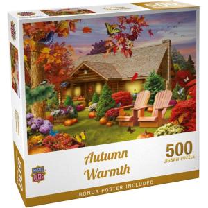 MasterPieces Thanksgiving Puzzles 300 Piece EZ Grip Jigsaw – Autumn Warmth Fall Scene – Large Piece Puzzle for Adults, Seniors, and Kids – Cozy Autumn Art, Eco-Friendly, 18″ x 24″(500 Piece)