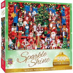 Masterpieces 500 Piece Glitter Christmas Jigsaw Puzzle – Holiday Festivities – 15″x21″