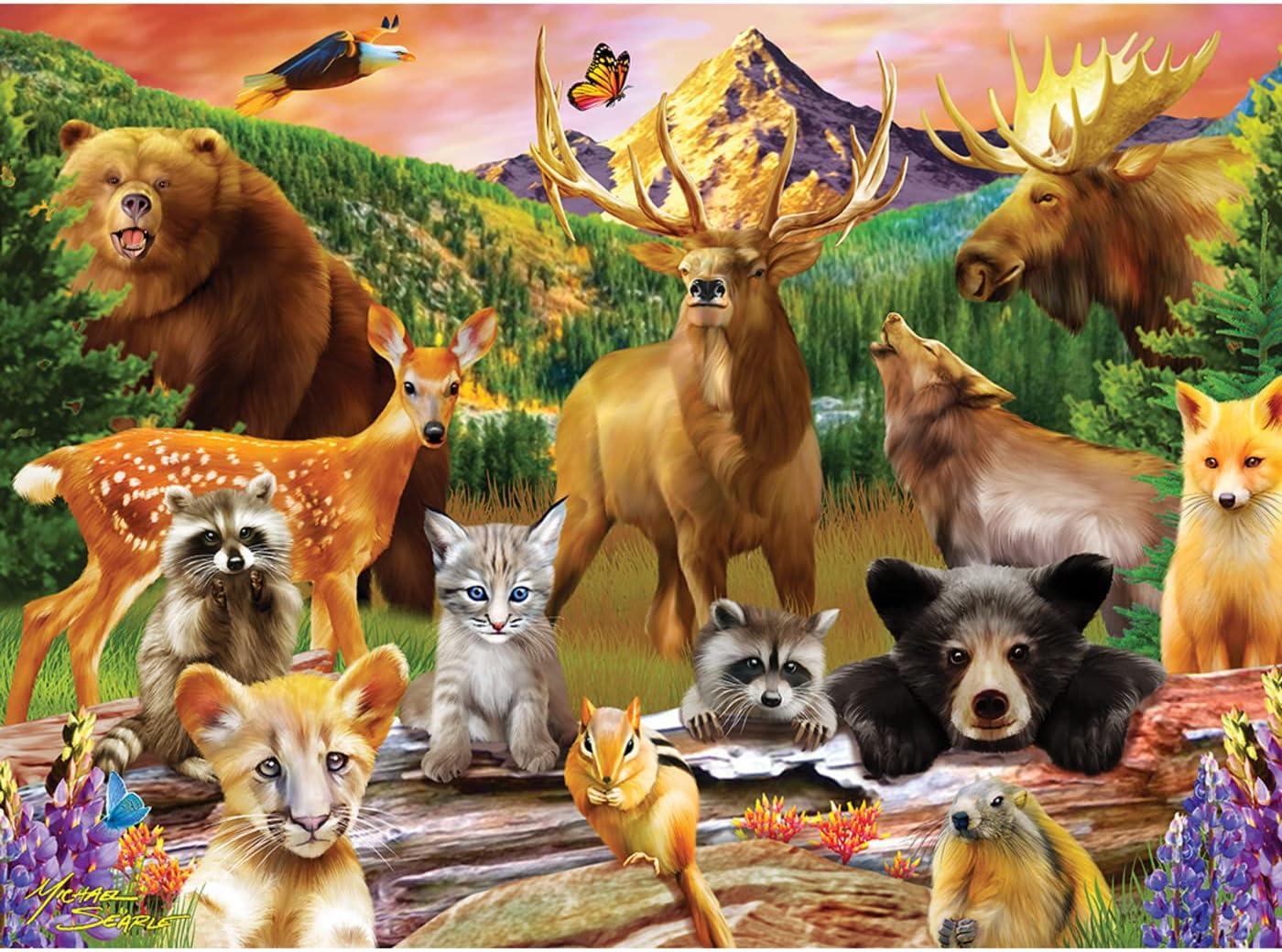 imageMasterPieces 100 Piece Jigsaw Puzzle for Kids Mount Rushmore 14x19Animals of the National Parks