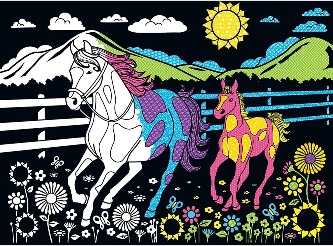 imageMasterPieces 60 Piece Jigsaw Puzzle for Kids Horse and Pony Velvet Coloring 14x19Horse and Pony