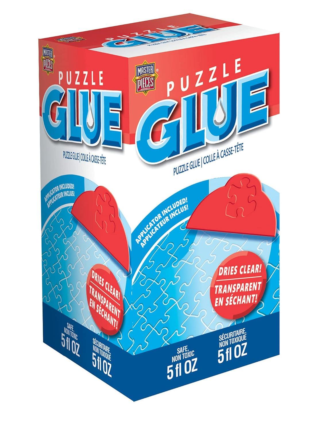 imageMasterPieces Puzzle Glue 5oz Shaped Bottle Clear Jigsaw Puzzle with Vibrant Artwork and Durable Pieces Fun Family Activity Brain Challenge and Educational Entertainment for Teens and Adults5 Ounces