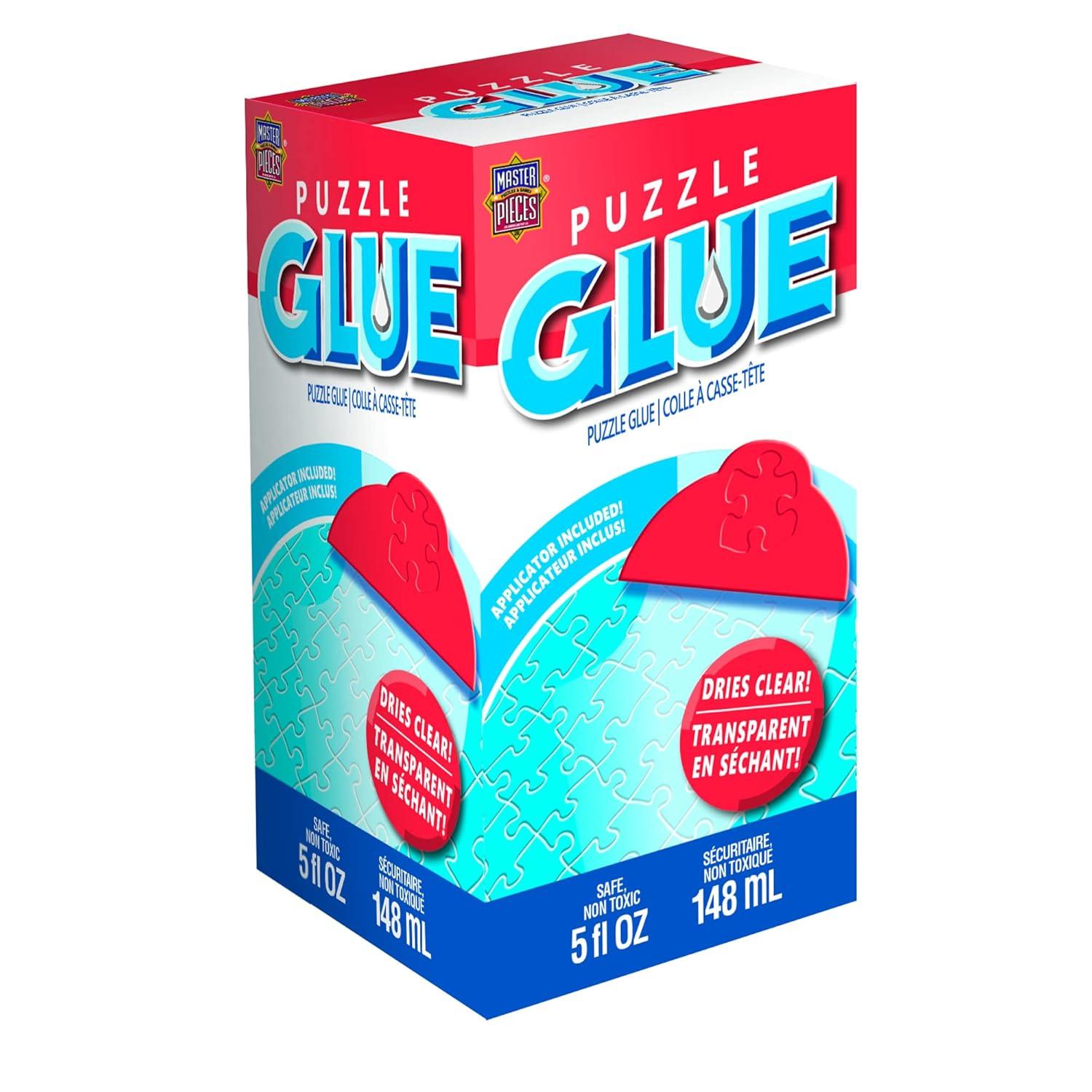 imageMasterPieces Puzzle Glue 5oz Shaped Bottle Clear Jigsaw Puzzle with Vibrant Artwork and Durable Pieces Fun Family Activity Brain Challenge and Educational Entertainment for Teens and Adults5 Ounces