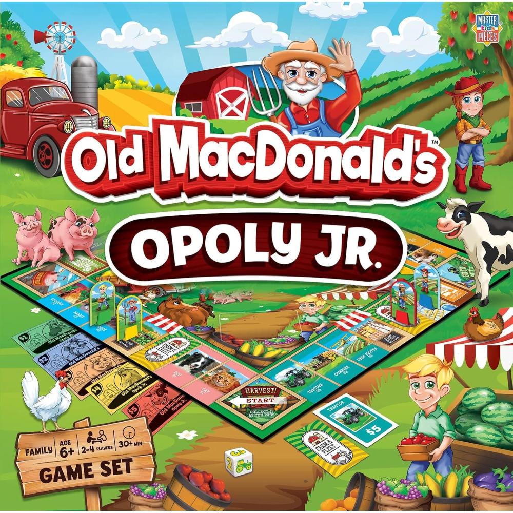 imageBaby Fanatics Suggested Value MasterPieces Kids amp Family Board Games Old MacDonalds Farm Opoly Jr Officially Licensed Board Games for Kids amp Family