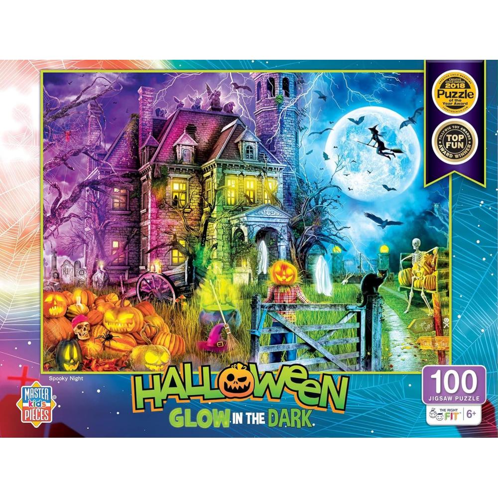 imageHalloween  Glow in The Dark  The Pumpkin Kings 100pc Puzzle  Jigsaw Puzzle with Vibrant Artwork and Durable Pieces  Fun Family Activity Brain Challenge and Educational Entertainment for KidsSpooky Nights