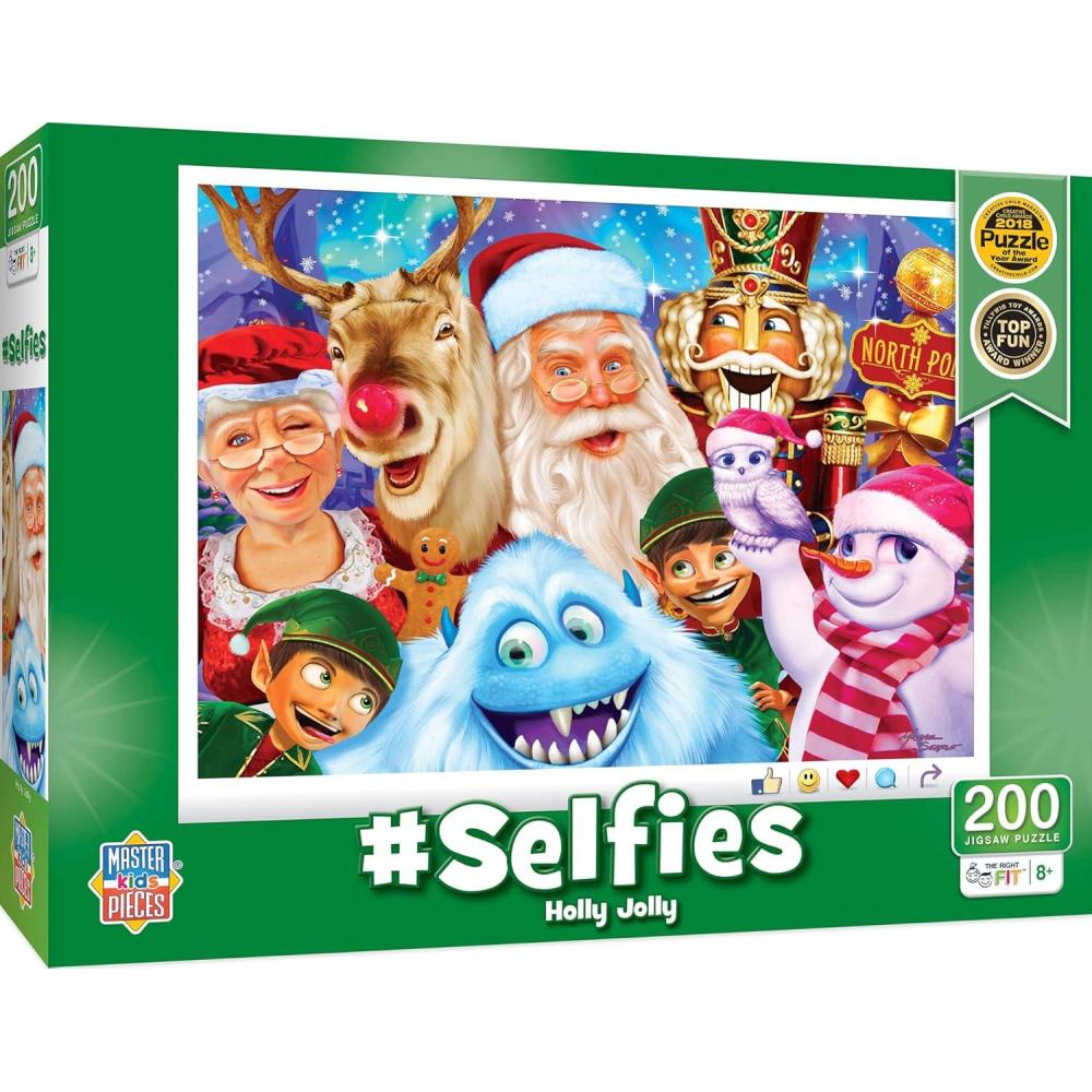 imageHoliday Selfies Holly Jolly 200pc Puzzle Jigsaw Puzzle with Vibrant Artwork and Durable Pieces Fun Family Activity Brain Challenge and Educational Entertainment for Kids Teens and Adults