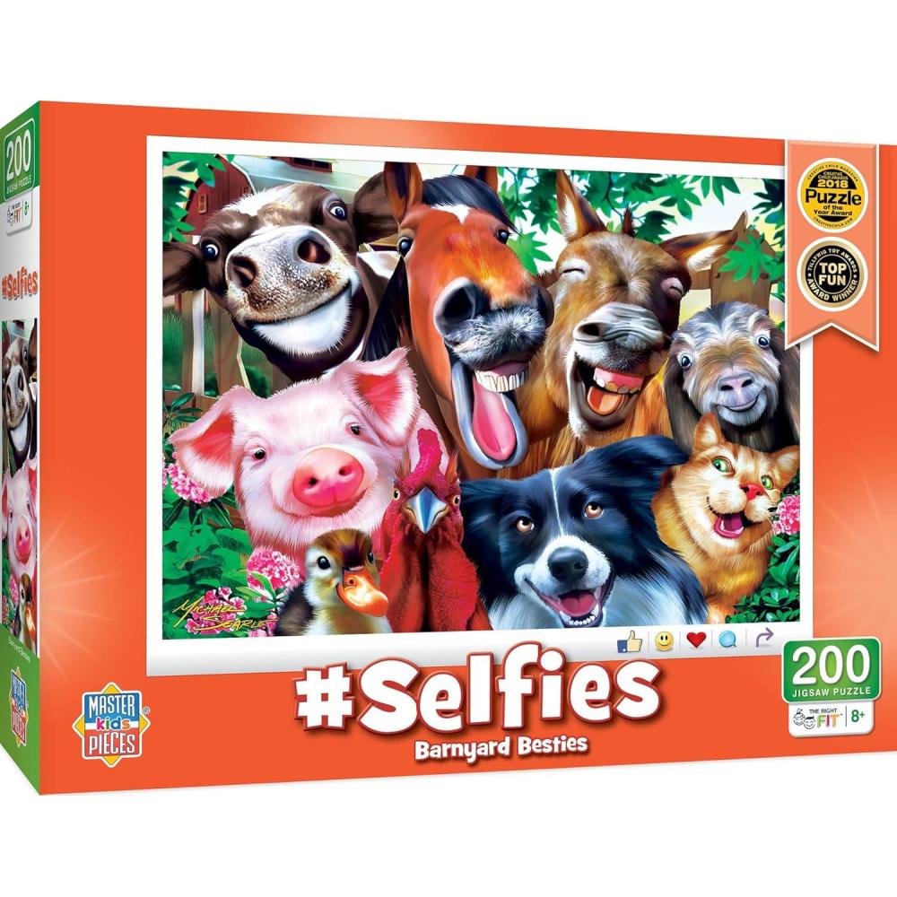 imageMasterPieces  200 Piece Jigsaw Puzzle for Kids 8 Years Selfies Barnyard Buddies Educational and Family Fun Game Gift Idea for Children 19 x 14Barnyard Besties