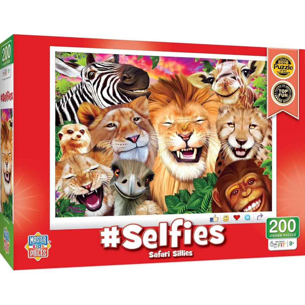 imageMasterPieces  200 Piece Jigsaw Puzzle for Kids 8 Years Selfies Barnyard Buddies Educational and Family Fun Game Gift Idea for Children 19 x 14Safari Sillies
