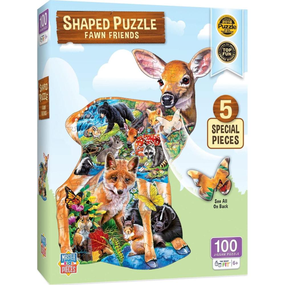 imageMasterPieces 100 Piece Shaped Jigsaw Puzzle for Kids Fawn Friends 14x19