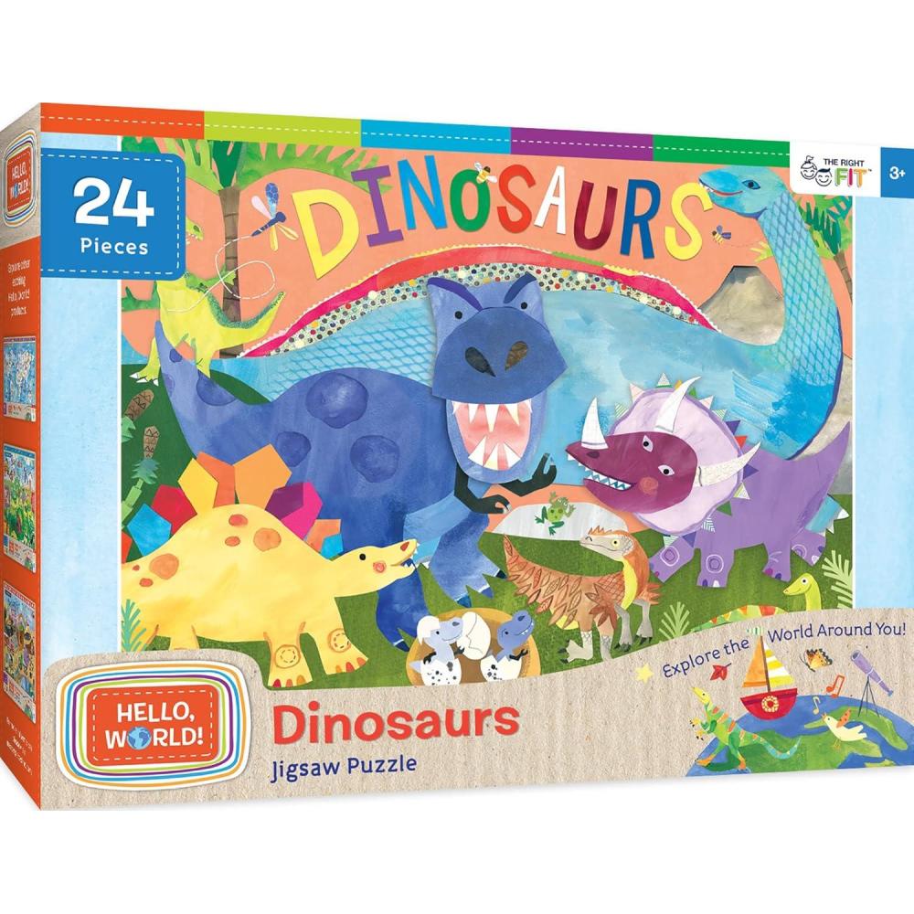 imageMasterPieces 60 Piece Space Puzzle for Kids Solar System 19x14Hello World Dinosaurs