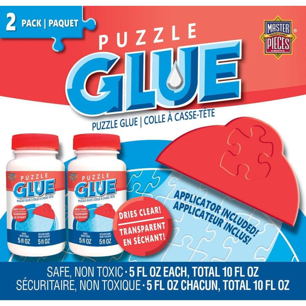 imageMasterPieces Accessories Jigsaw Puzzle Glue Bottle amp Wide Plastic Spreader 5 Ounces Each 2 Pack Clear