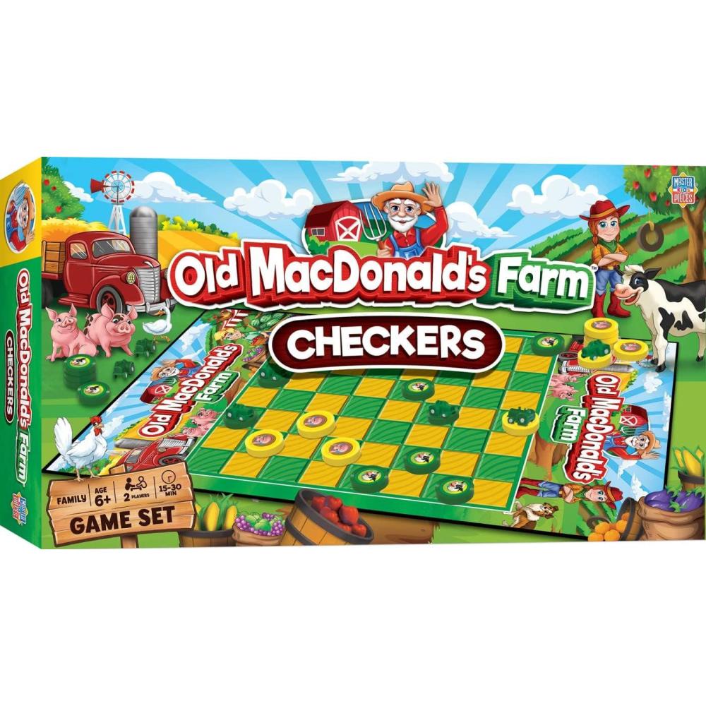 imageMasterPieces Family Game Old MacDonalds Farm Checkers Officially Licensed Board Game for Kids amp Adults