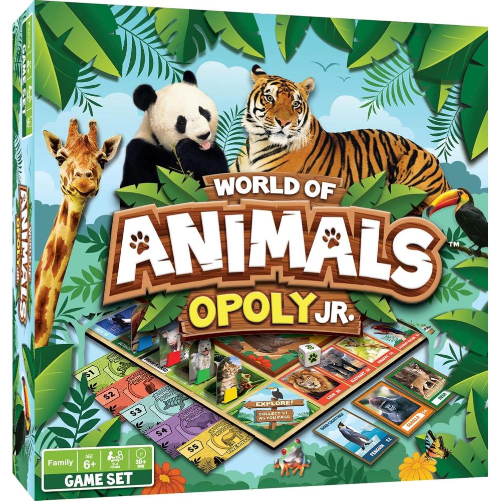 imageMasterPieces Kids amp Family Board Games World of Animals Opoly Jr Officially Licensed Board Games for Kids amp Family