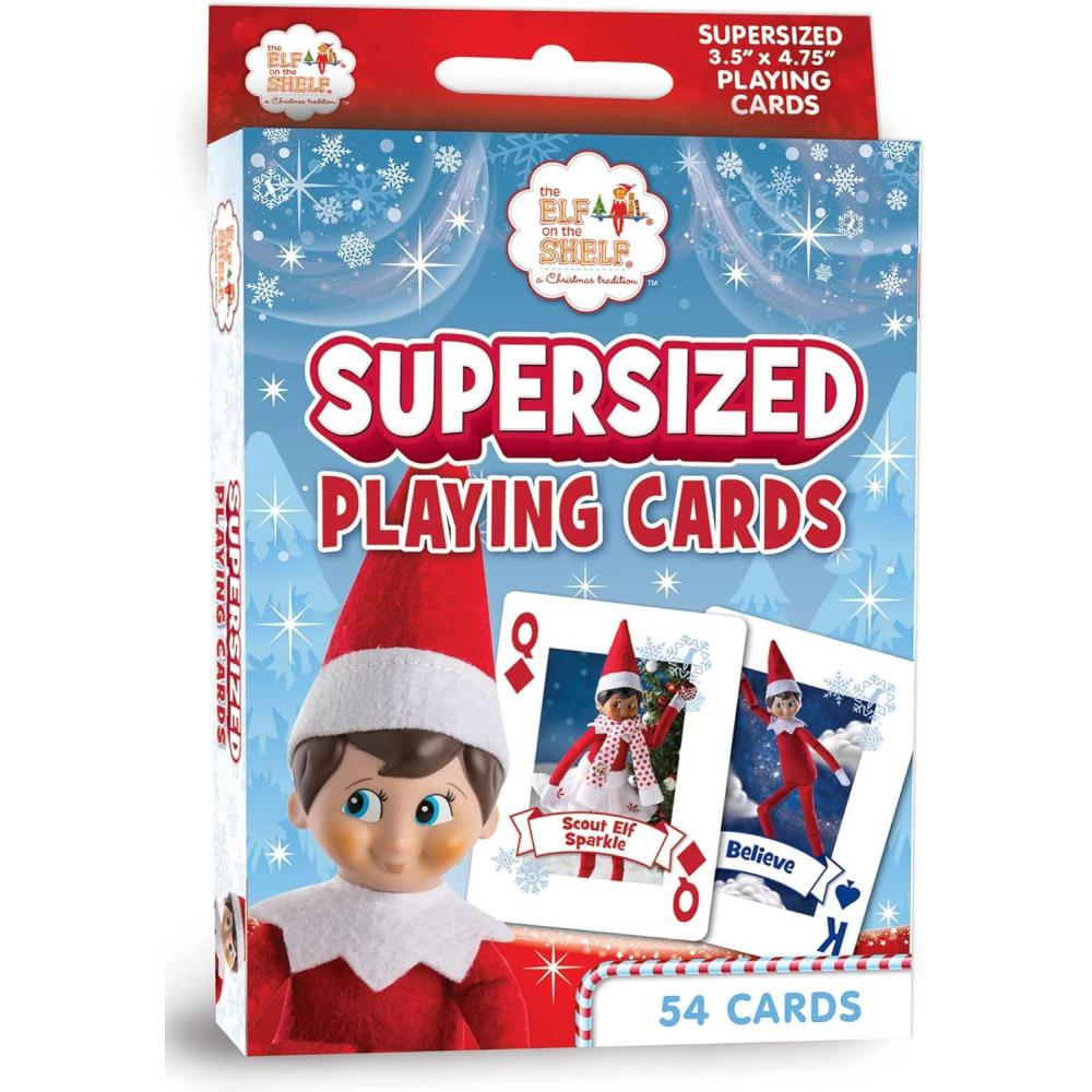 imageMasterPieces Licensed Kids Games Elf on The Shelf Supersized Playing Cards Games for Kids amp Family Laugh and Learn
