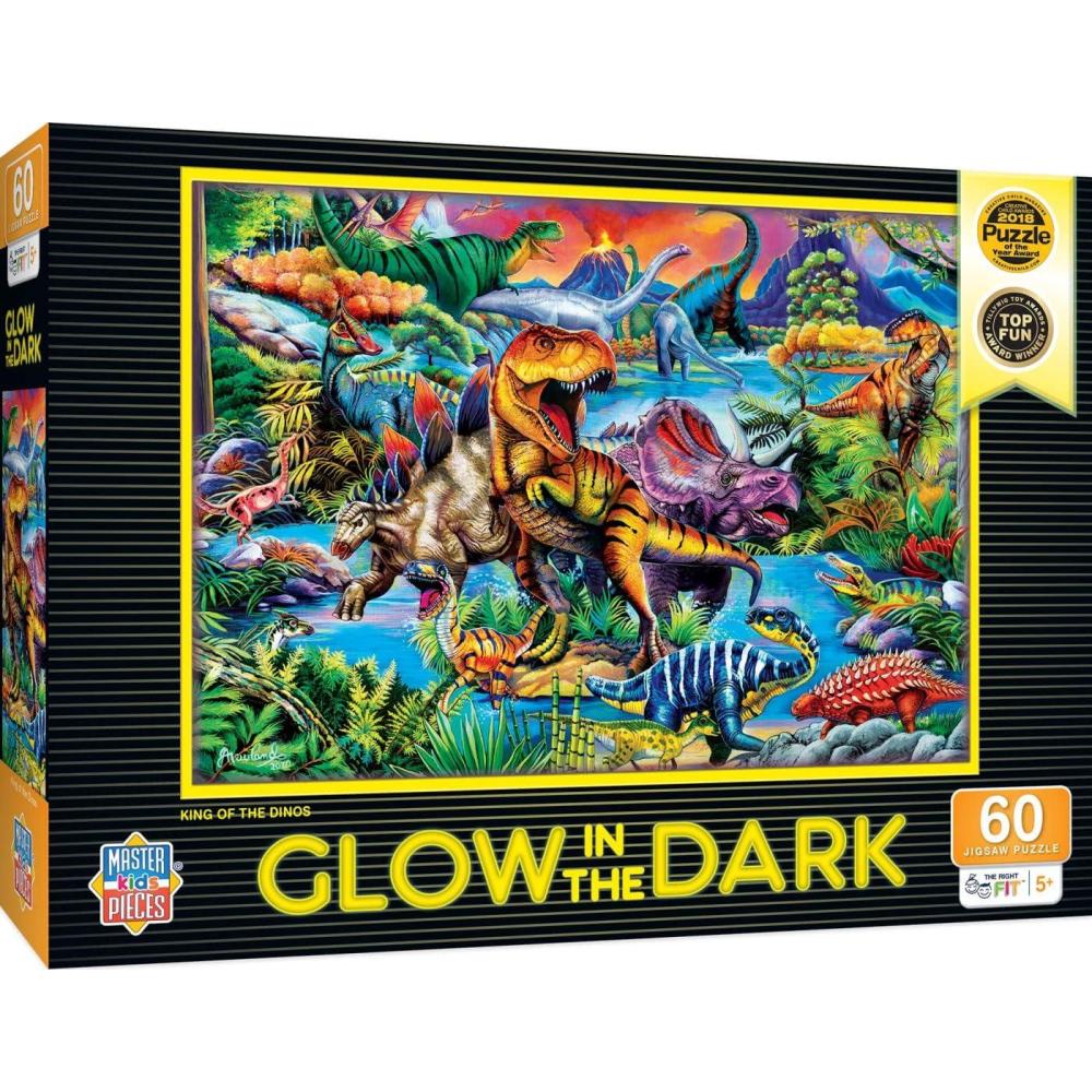imageMasterpieces 60 Piece Glow in the Dark Nature Puzzle for Kids Abracadabra 14x19King of the Dinos