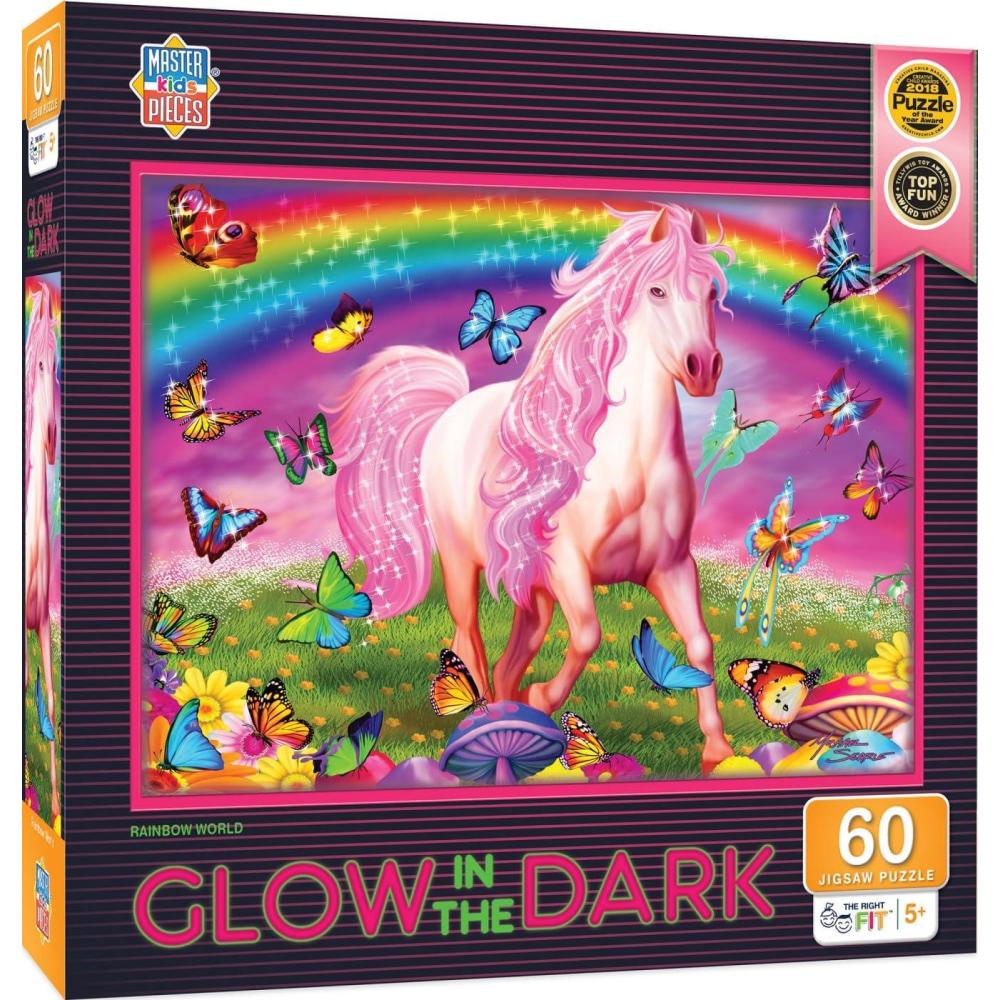 imageMasterpieces 60 Piece Glow in the Dark Nature Puzzle for Kids Abracadabra 14x19Rainbow World
