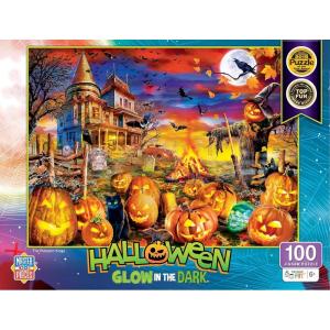 Halloween – Glow in The Dark – The Pumpkin Kings 100pc Puzzle – Jigsaw Puzzle with Vibrant Artwork and Durable Pieces – Fun Family Activity, Brain Challenge, and Educational Entertainment for Kids(The Pumpkin Kings)