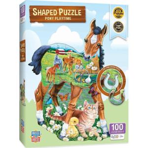 MasterPieces 100 Piece Shaped Jigsaw Puzzle for Kids – Pony Playtime – 14″x19″