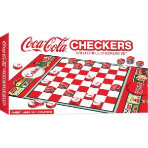 MasterPieces Coca-Cola Themed Checkers Set Board Game – Officially Licensed, Family Game, Includes 24 Pieces & King Caps, Ages 13+