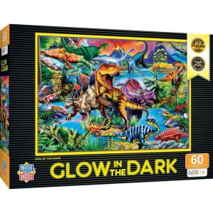Masterpieces 60 Piece Glow in the Dark Nature Puzzle for Kids – Abracadabra – 14″x19″(King of the Dinos)