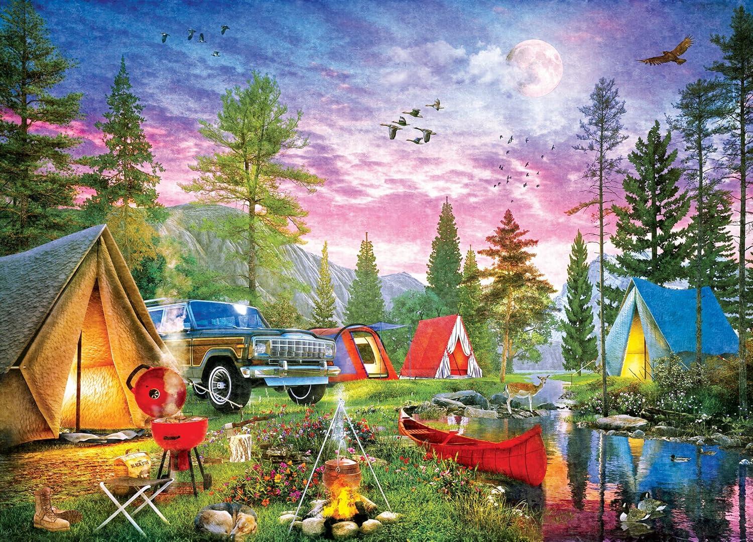 imageMasterPieces 1000 Piece Jigsaw Puzzle for Adults Family Or Youth Liberty Falls 1925x2675River Camp Twilight
