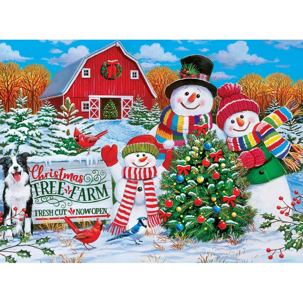 imageHoliday 100pc Glitter Puzzle On The Tree Farm Jigsaw Puzzle with Vibrant Artwork and Durable Pieces Fun Family Activity Brain Challenge and Educational Entertainment for Kids TeensOn the Tree Farm