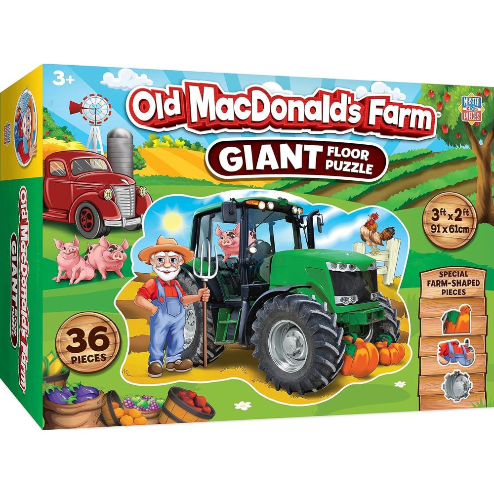 imageMasterPieces Floor Puzzle  Jumbo Size 36 Piece Jigsaw Puzzle for Kids  Caterpillar Dump Truck Tractor  3ftx2ftOld MacDonald