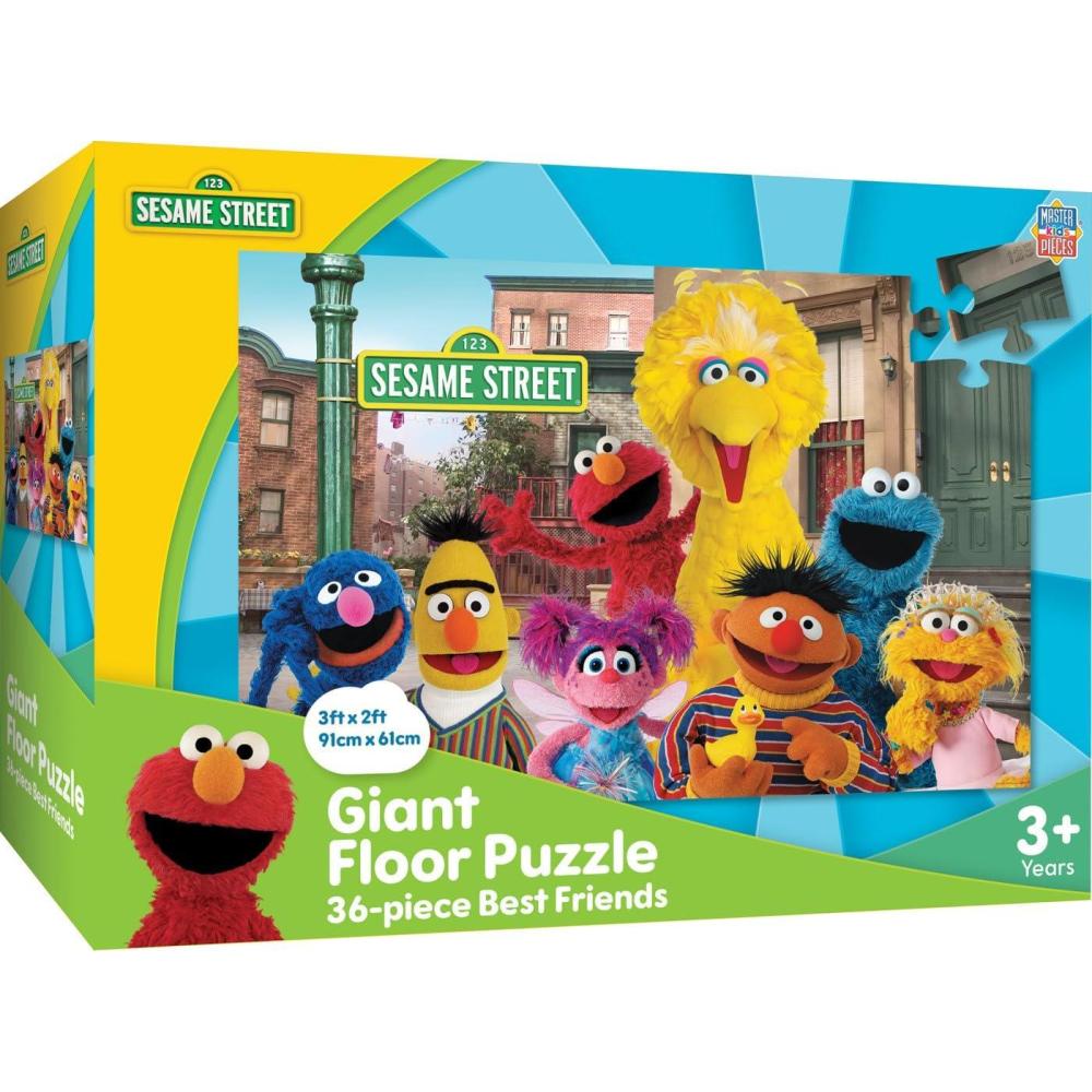 imageMasterPieces Floor Puzzle Jumbo Size 36 Piece Jigsaw Puzzle for Kids Caterpillar Dump Truck Tractor 3ftx2ftSesame Street Best Friends