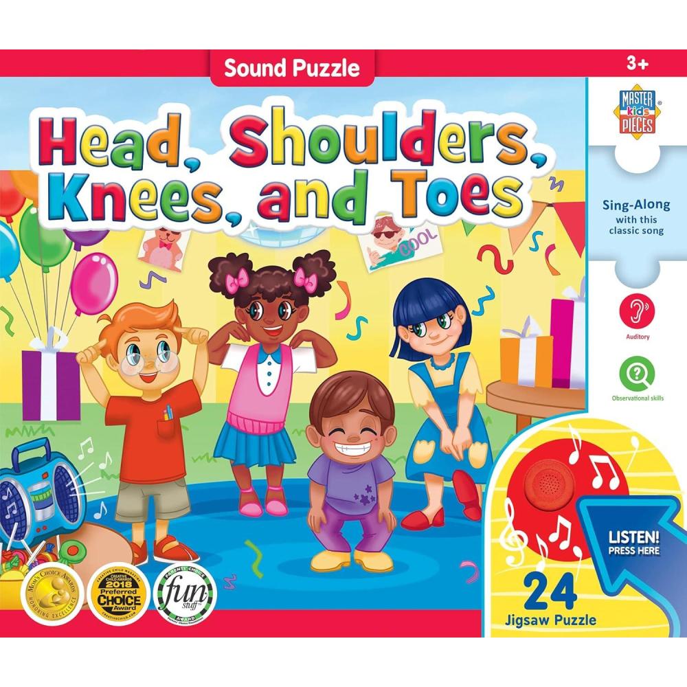 imageMasterpieces 24 Piece Bingo SingALong Sound Floor Puzzle for Kids 18x24Head Shoulders Knees Toes