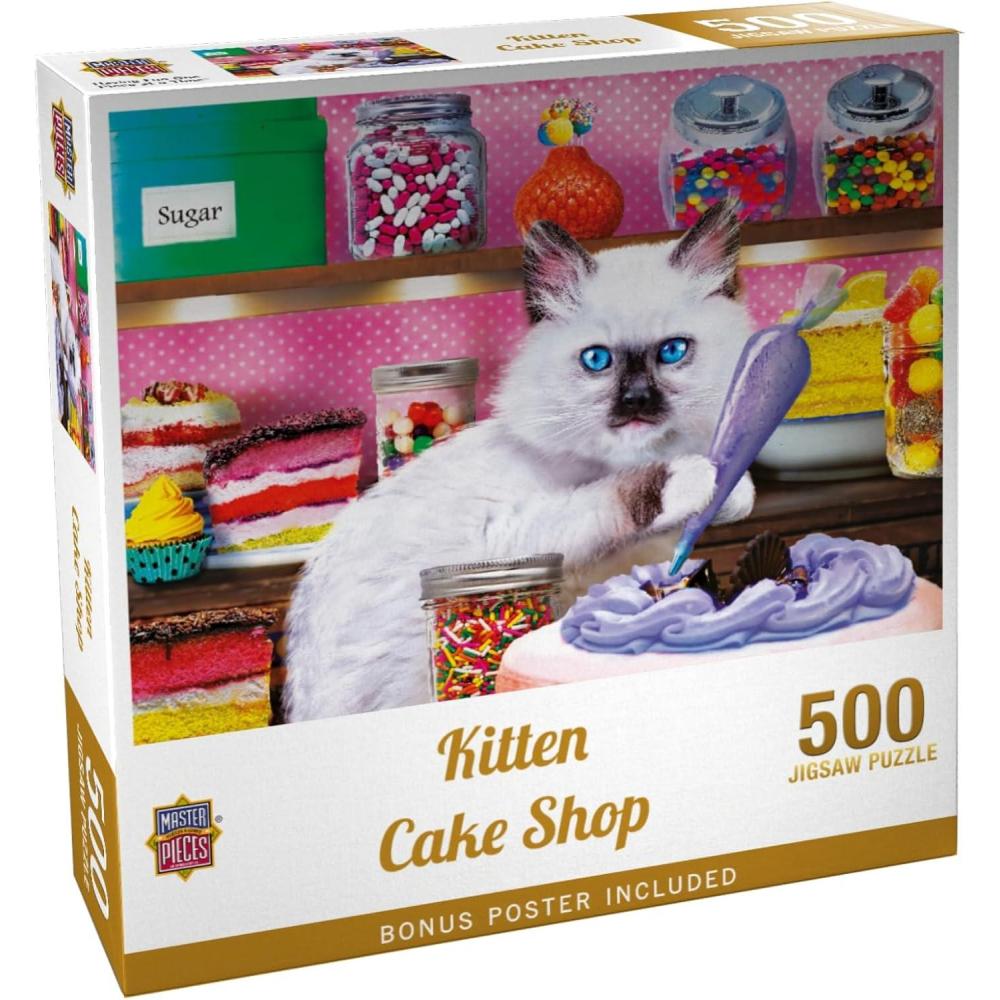 imageMasterpieces 300 Piece EZ Grip Jigsaw Puzzle Kitten Cake Shop 18x24500 Piece