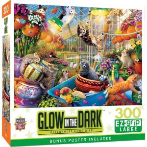 MasterPieces – 300 Piece Jigsaw Puzzle with Large EZ Grip Shapes, Glows in the Dark, Moon Fairy, Activity Fun for Adults, Seniors, Family, Kids, 18″ x 24″(Greenhouse Gone Wild)