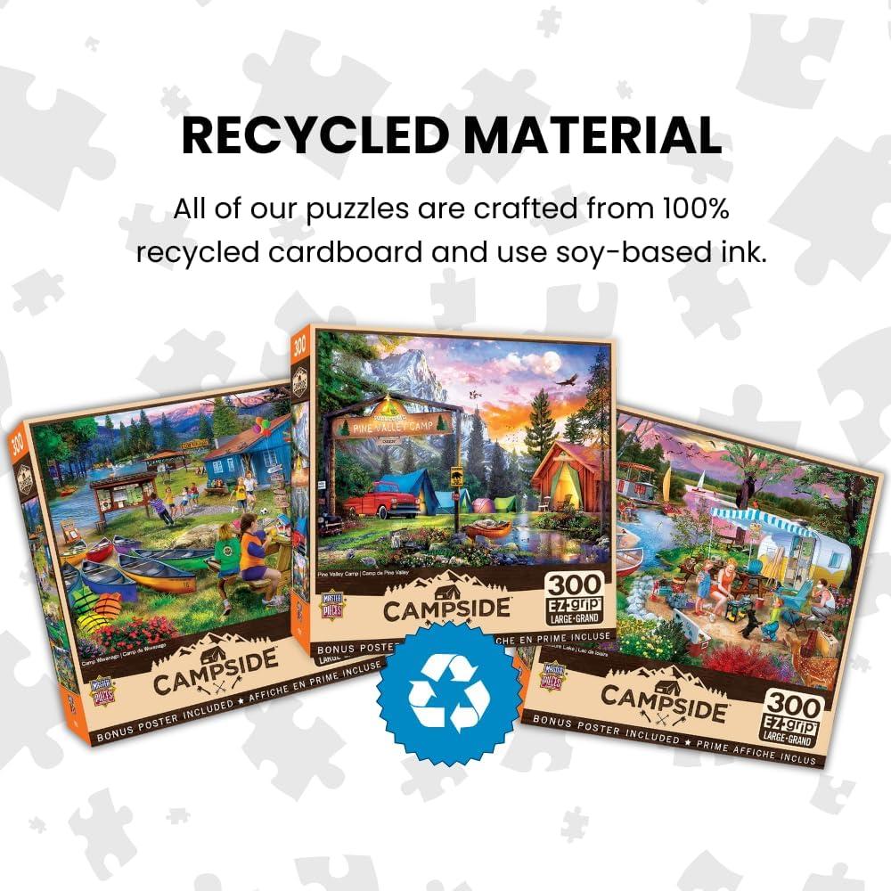 imageMasterPieces 300 Piece Jigsaw Puzzle Large EZ Grip Shapes Oceanside Camping Fun for Adults Seniors Family Kids NonGlare Finish 18x24300 Piece