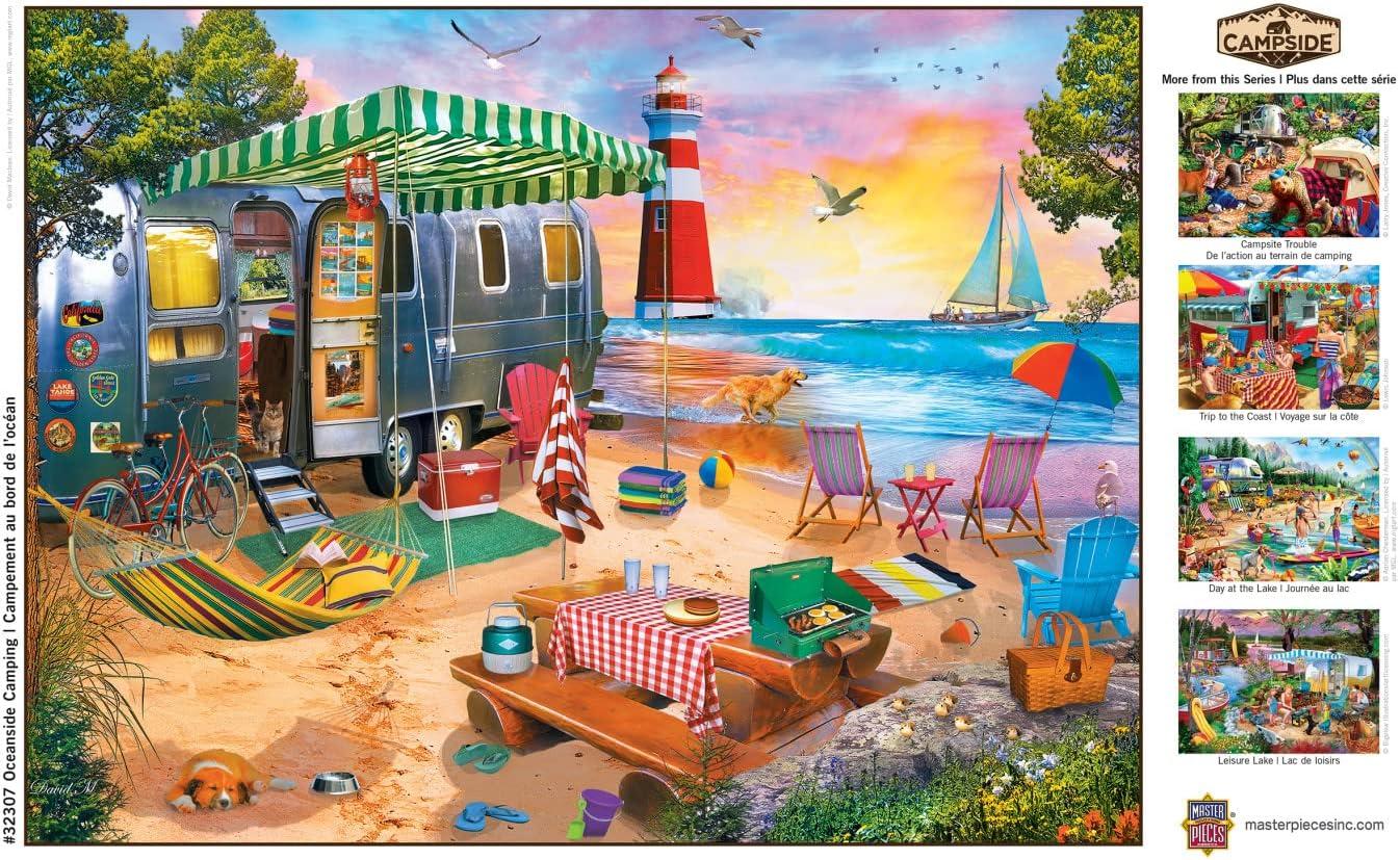 imageMasterPieces 300 Piece Jigsaw Puzzle Large EZ Grip Shapes Oceanside Camping Fun for Adults Seniors Family Kids NonGlare Finish 18x24300 Piece