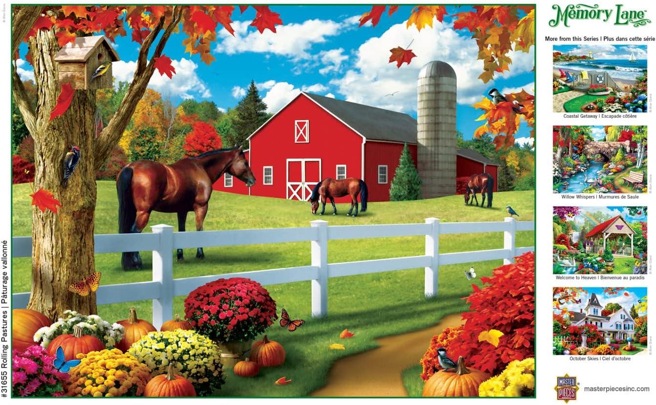 imageMasterPieces 300 Piece Jigsaw Puzzle Large EZ Grip Shapes Rolling Pastures Fun for Adults Seniors Family Kids NonGlare Finish 18x24300 Piece